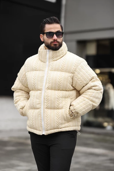 ERKEK DİK YAKA KIŞLIK ÖRME MONT - 12
