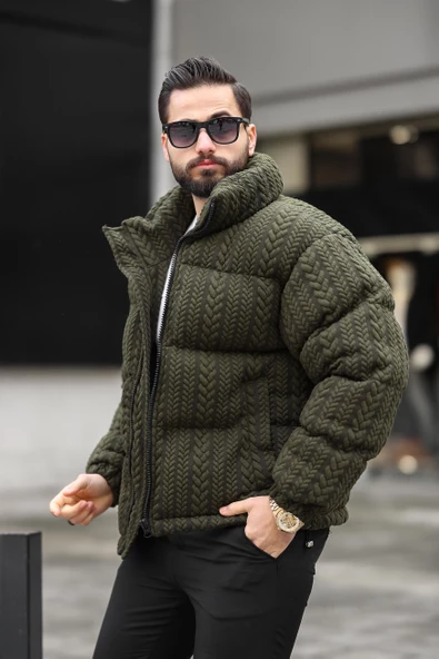 ERKEK DİK YAKA KIŞLIK ÖRME MONT - 4