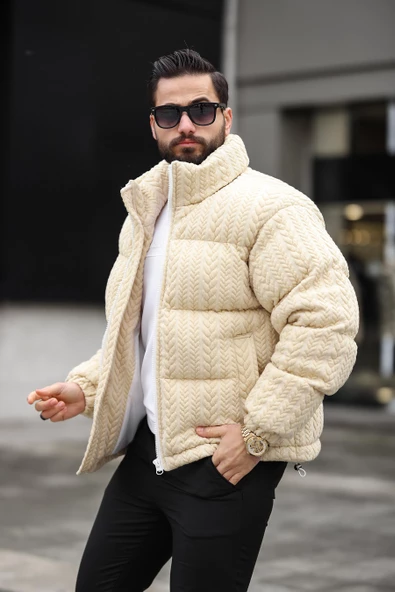 ERKEK DİK YAKA KIŞLIK ÖRME MONT - 10