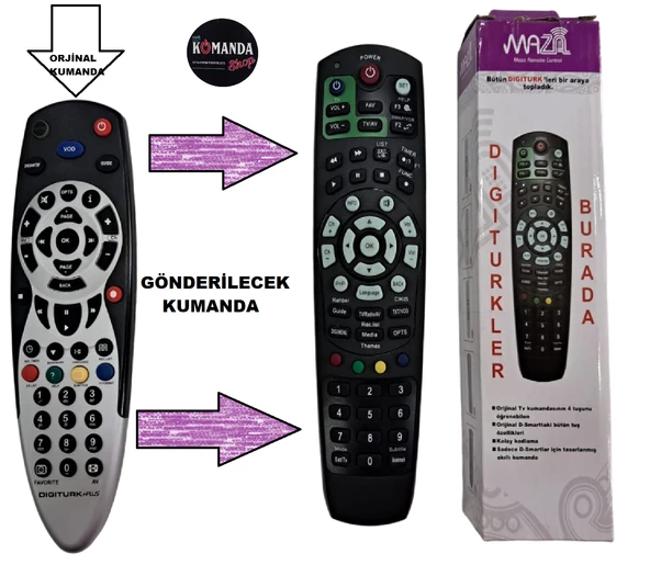 DİGİTÜRK AKILLI KUMANDA DİGİTÜRK PVR PLUS UYDU KUMANDASI (code=6) ürün görseli 1