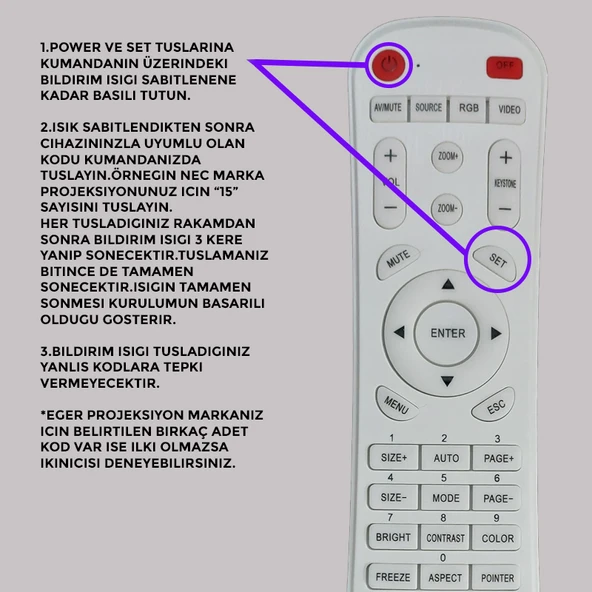 HUAYU AKILLI PROJEKSİYON KUMANDASI RM-P1562 - Resim 3