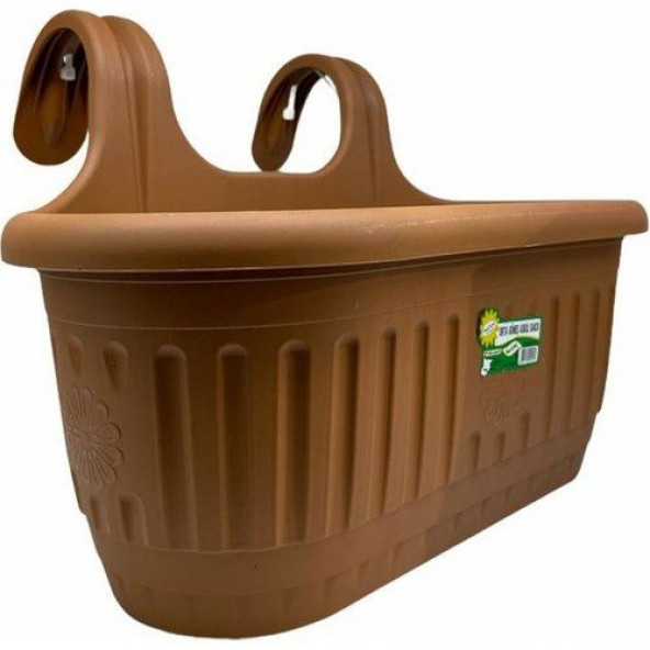 Askılı Orta Balkon Saksısı Naturel 2 Adet - Resim 3