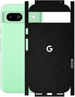 Google Pixel 8A ile Uyumlu Deri Desenli Siyah Arka Kaplama