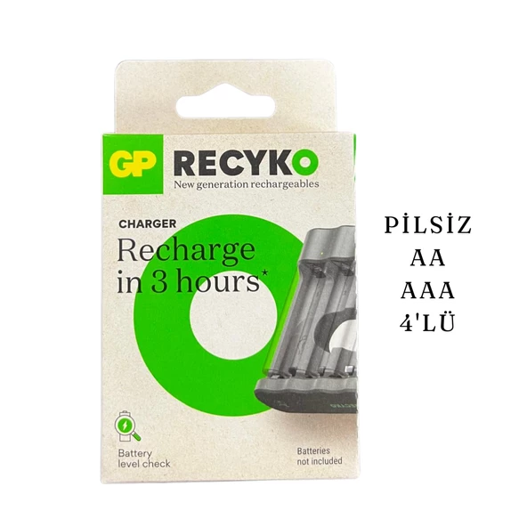 GP ŞARJ CİHAZI 4'LU AA+AAA PİLSİZ USB'Lİ B411