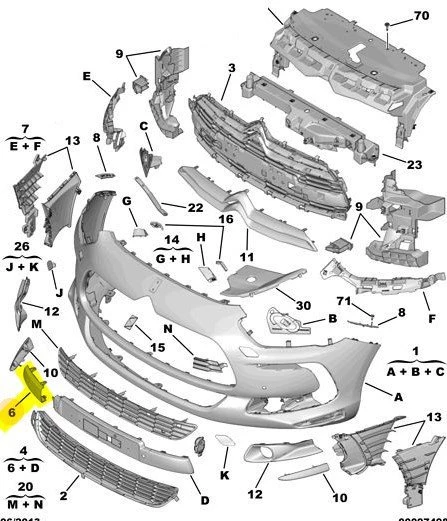 Citroen Ds5 Ön Tampon Çeki Kapak (2012-2015) 1.6 HDI, 2.0 HDI, 1.6 L THP 9673284980 - 1