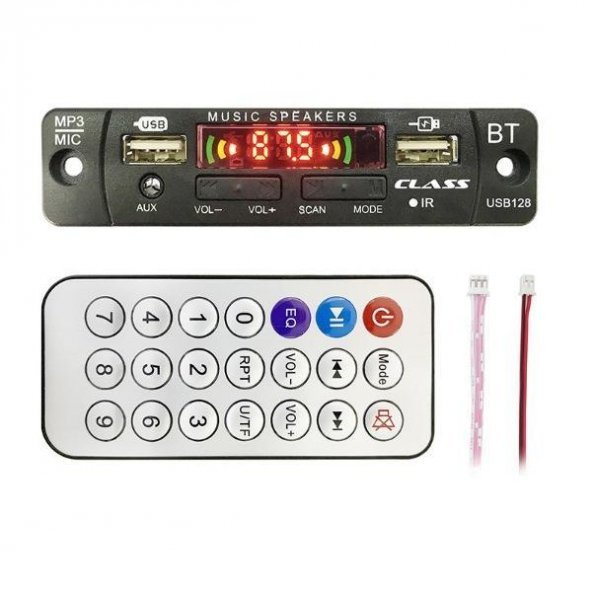 Class USB 128 Oto Teyp USB/AUX/SD Çevirici Kart Board 12Volt