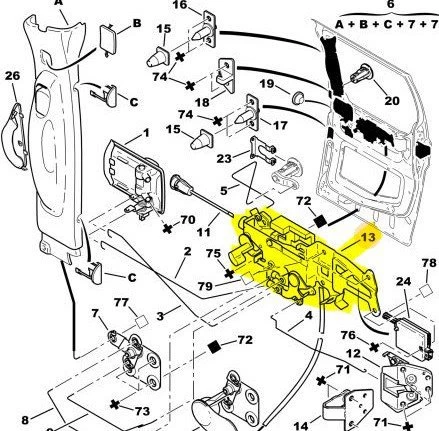 Peugeot Partner Sürgülü Kapi Kilidi (2002-2008) 1.6, 1.4, 1.9, 2.0 HDI, 1.6 HDI 9138F4