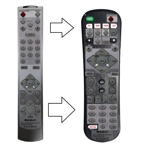 WEKO W-45 NETFLIX TUŞLU 4 IN 1 UNIVERSAL TÜM MODELLER ÖĞRENEBİLEN AKILLI KUMANDA ürün görseli 1