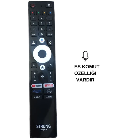 (SES KOMUTLU) STRONG - PROFİLO GOOGLE TV NETFLIX - YOUTUBE - PRIME VIDEO - DISNEY+ TUŞLU SES KOMUTLU LCD-LED TV KUMANDA