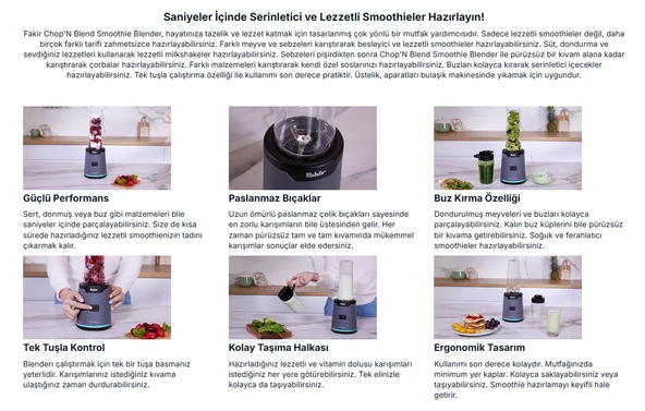 Fakir Chop'N Blend  350 W Smoothie Blender GRİ-YEŞİL - 3
