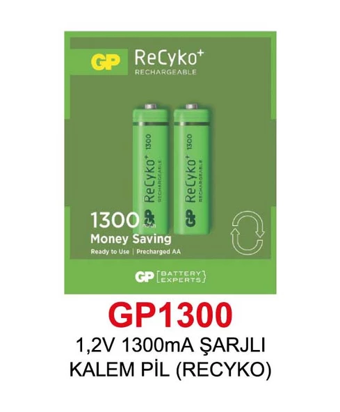 GP 1,2V 1300mA ŞARJLI KALEM PİL (RECYKO)