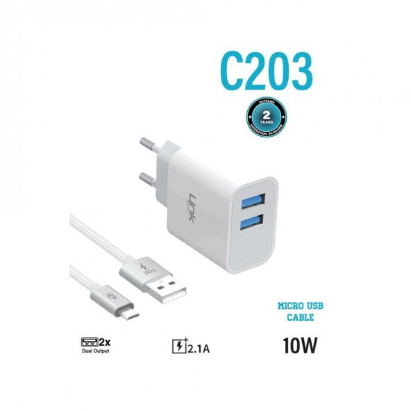 C203 Safe Micro USB 10W Dual Hızlı Şarj Aleti