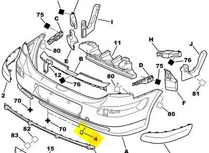 Peugeot 307 Arka Tampon Çeki Kapak (2001-2008) 1.6, 1.4, 2.0, 1.4 HDI, 1.6 HDI 7414EC - 1