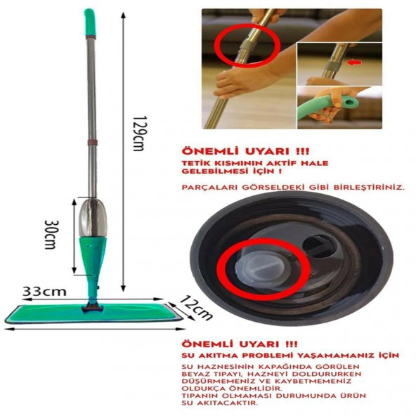 Spin Mop Premium Sprey Mop 4 Adet Mop Yeni Nesil Esnek 360 Derece Dönebilen Geniş Paspas - 5