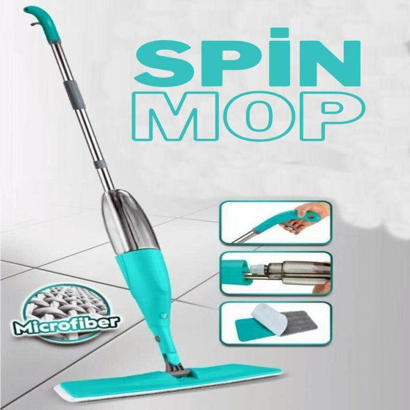 Spin Mop Premium Sprey Mop 4 Adet Mop Yeni Nesil Esnek 360 Derece Dönebilen Geniş Paspas - 8
