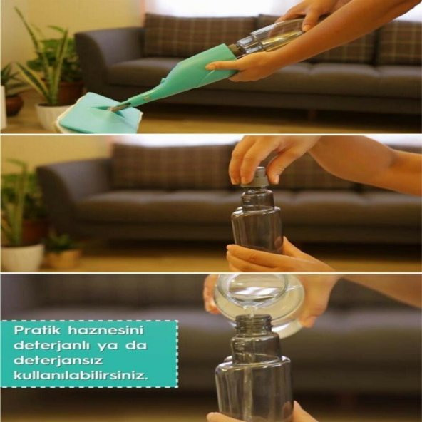 Spin Mop Premium Sprey Mop 4 Adet Mop Yeni Nesil Esnek 360 Derece Dönebilen Geniş Paspas - 11