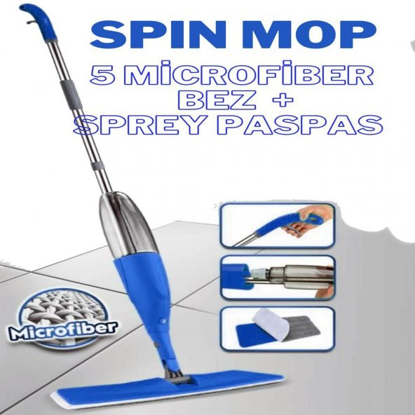 Spin Mop Premium Sprey Mop 4 Adet Mop Yeni Nesil Esnek 360 Derece Dönebilen Geniş Paspas - 12