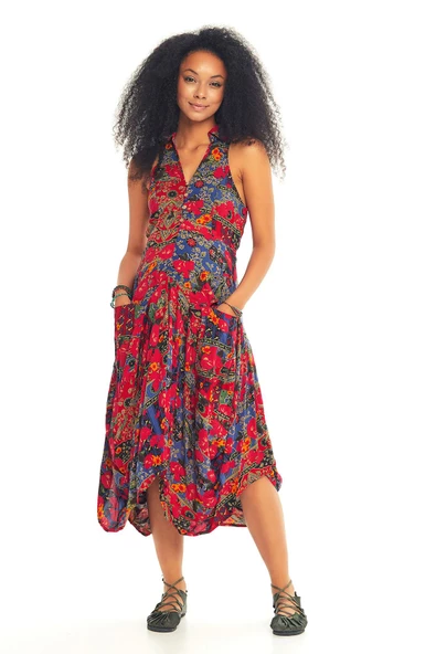 Gömlek Yaka Viskon Hamile Elbise - 2