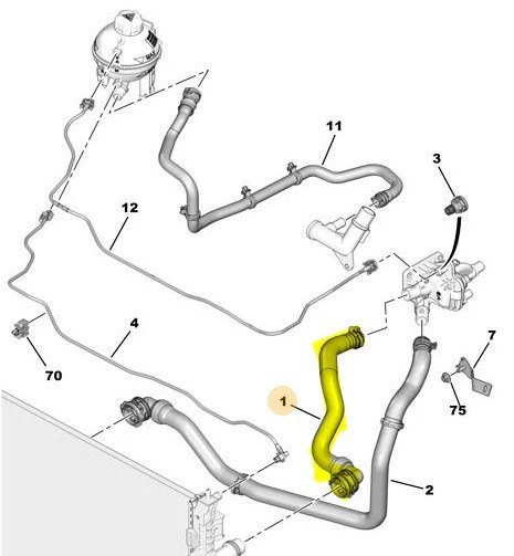 Peugeot 308 Motor Radyatörü Üst Hortum (2014-2017) 1.6 HDI 9689025180 - 2