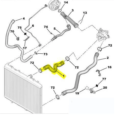 Citroen C5 Motor Radyatörü Üst Hortum (2008-2015) 1.6 L THP 1351VW