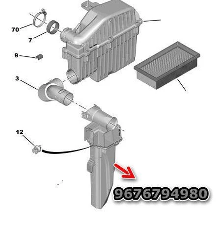 Peugeot 301 Rezanor | Hava Filitre Kutusu (2012-2017) 1.2 VTI 9676794980 ürün görseli 1