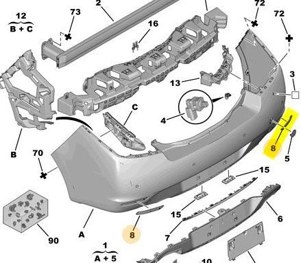 Peugeot 508 Arka Tampon Reflektörü (2010-2014) 1.6 VTI, 1.6 HDI, 2.0 HDI, 2.2 HDI, 1.6 L THP 745381 - Resim 2