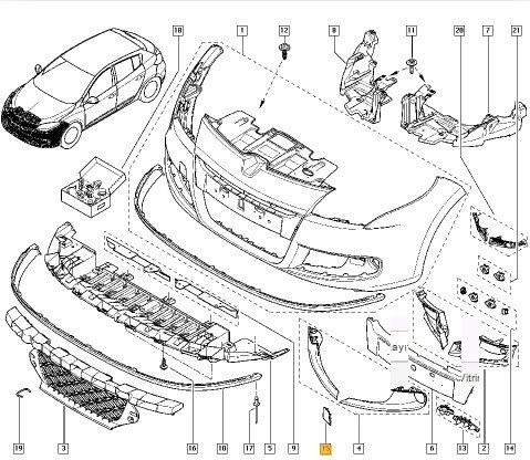 Renault Megane Ön Tampon Çeki Kapak (2012-2014) 1.6 DCI 511806969R