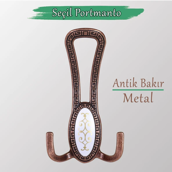 4 ADET Seçil Antik Bakır Metal Portmanto Vestiyer Duvar Dolap Elbise Mobilya Kapı Askısı Askılığı - 5