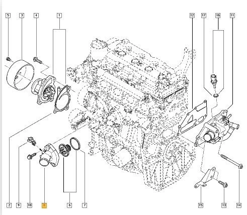 Renault Fluence Termostat Kapaği (2013-2016) 1.6 110611214R