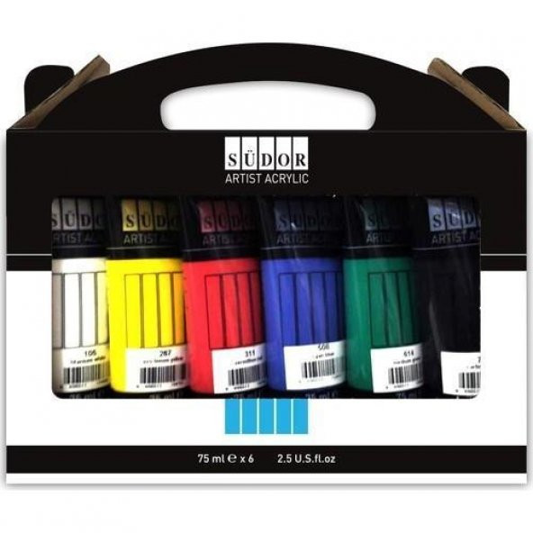SUDOR AKRILIK BOYA 6x75 ML TUP MA075-X6 - Resim 2