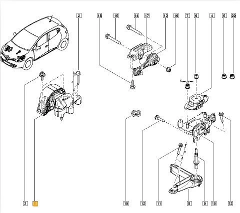 Dacia Lodgy Motor Takoz Sağ (2013-2018) 1.2 113755998R ürün görseli