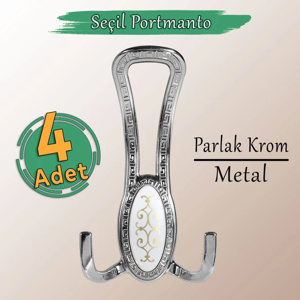 4 ADET Seçil Krom Metal Portmanto Vestiyer Duvar Dolap Elbise Mobilya Kapı Askısı Askılığı