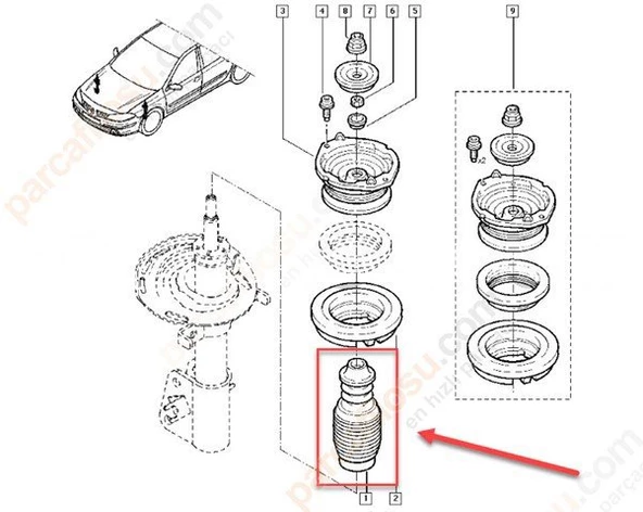 Renault Laguna Ön Amortisör Koruğu (2001-2008) 1.9, 1.6, 2.0, 1.9 DCI 8200217057 - Resim 2