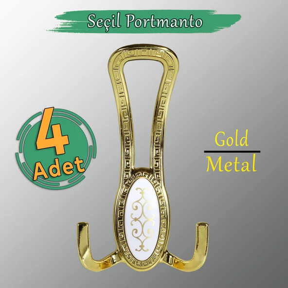 4 ADET Seçil Gold Altın Metal Portmanto Vestiyer Duvar Dolap Elbise Mobilya Kapı Askısı Askılığı