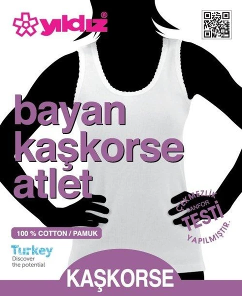 Yıldız 2056 Beyaz Geniş Askılı Kaşkorse Kadın Atlet - Resim 2