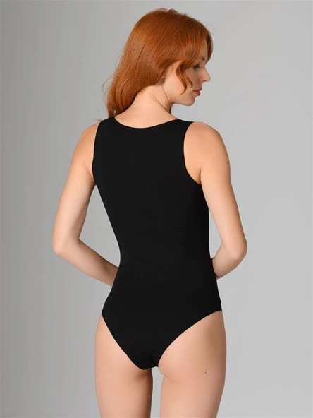 NBB Kadın Kalın Askılı Pamuklu Terletmez Çıtçıtlı Body Atlet - Resim 7