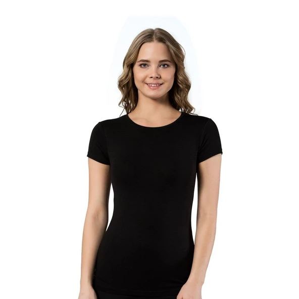 Lüx Drm Kadın Bambu Kısa Kol Body T-Shirt - Resim 2