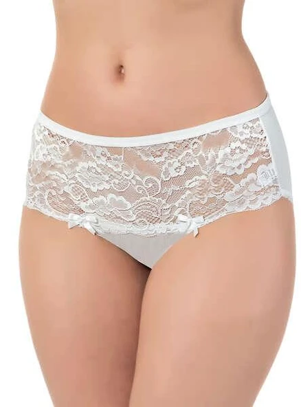LÜX DRM 2503 Kadın Pamuklu Dantelli Likralı Bato Slip Külot - 3