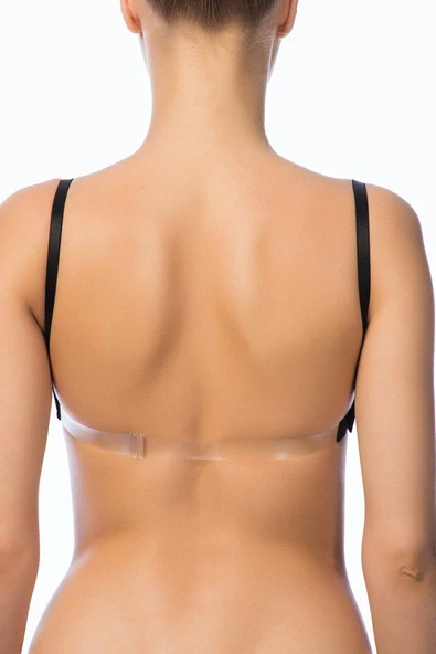 Nbb Kadın Hafif Destekli Kaplı Balenli Sırtı Şeffaf Straplez Sütyen - 7