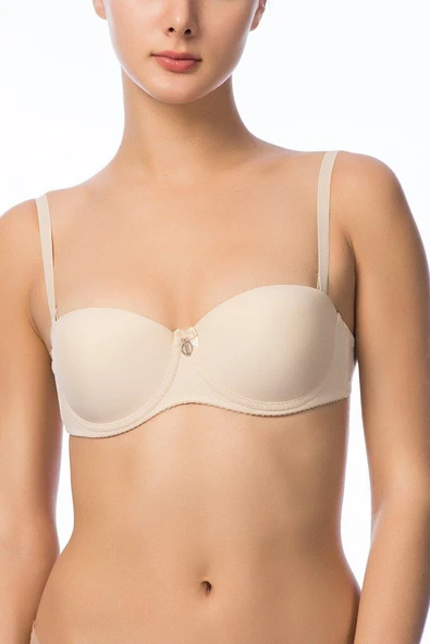 Nbb Kadın Hafif Destekli Kaplı Balenli Sırtı Şeffaf Straplez Sütyen - 4