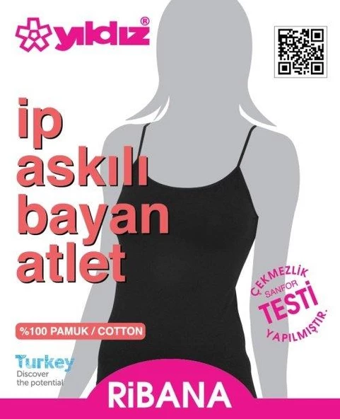 Yıldız 2047 Battal Siyah Ribana Biyeli İp Askılı Kadın Atlet - 2