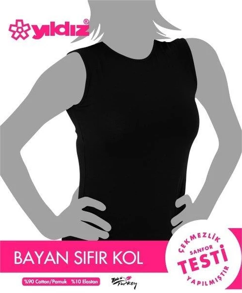 Yıldız 2236 Siyah Likralı Sıfır Kol Kadın Atlet - 2