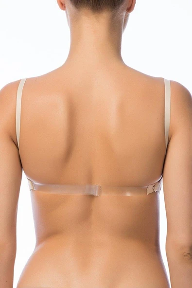 Nbb Kadın Hafif Destekli Kaplı Balenli Sırtı Şeffaf Straplez Sütyen - 5