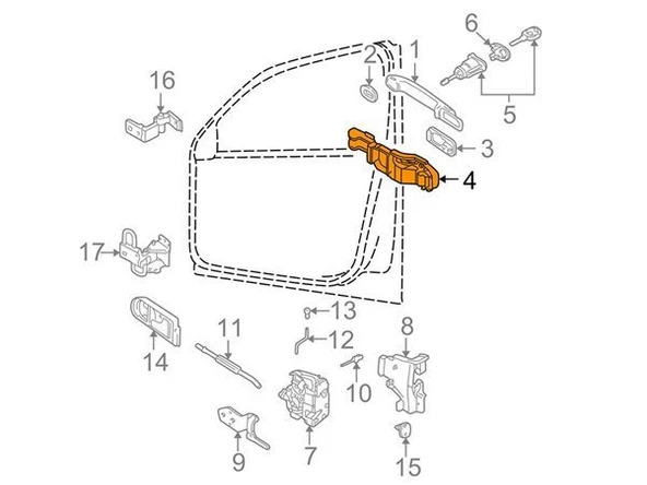 Volkswagen Passat Kapi Kolu Ön Diş (1996-2005) 1.8, 1.6, 2.0, 2.8, 1.9 TDI 3U0837886
