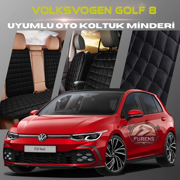 Volksvogen Golf 8 Siyah Renk Tay Tüyü Cepli & Terletmez Sırtlı Oto Koltuk Minder Seti - Koltuk Koruma Kılıfı (ÖN & ARKA TAM SET) ürün görseli