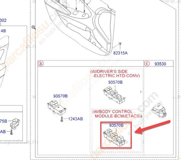 Hyundai Accent Düğme Kapi Ön Cam (2011-2017) 1.4, 1.6 CRDI 935701R410S4 - 2