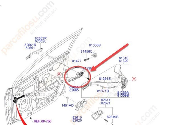 Hyundai Accent Kapi Kolu Ön Diş (2011-2017) 1.4, 1.6 CRDI 826551R000 - Resim 2