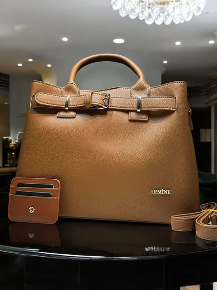 Armine Kartlık ve Bileklik Hediyeli El Ve Kol Çantası Suni Deri Bayan Omuz Çantası VS.BLKT.0053 ürün görseli