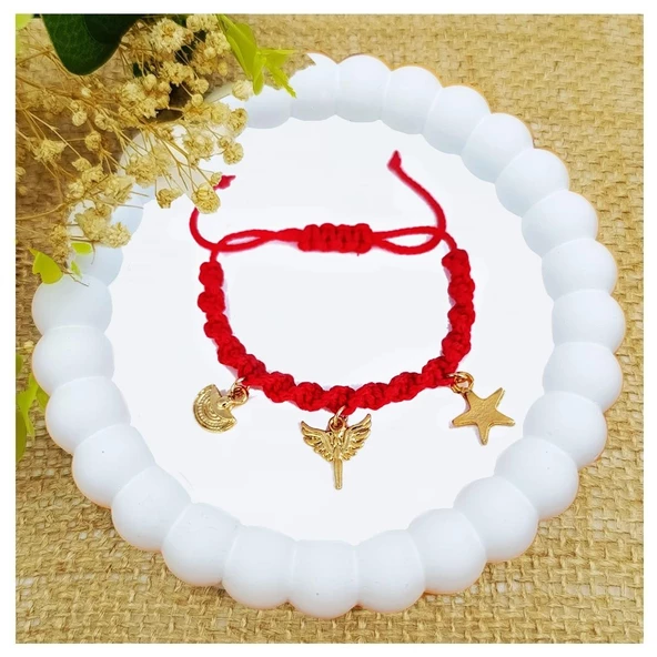 Mikail Meleği - Yıldız - Çanta Objeli Makrome Örme Kadın Halhal