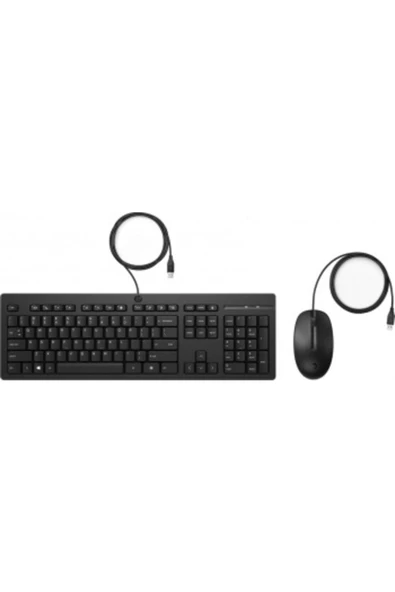 HP 225 286J4AA USB Kablolu Klavye ve Mouse Seti - Siyah